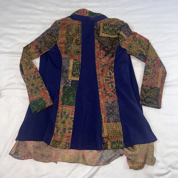 Soft Surroundings Izmir Topper Cardigan Size PS Patchwork Art Flowy Draped Boho - Picture 11 of 13